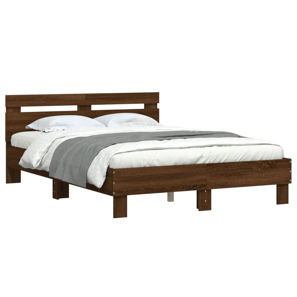 vidaXL Cama con cabecero madera de ingeniería marrón roble 120x190 cm