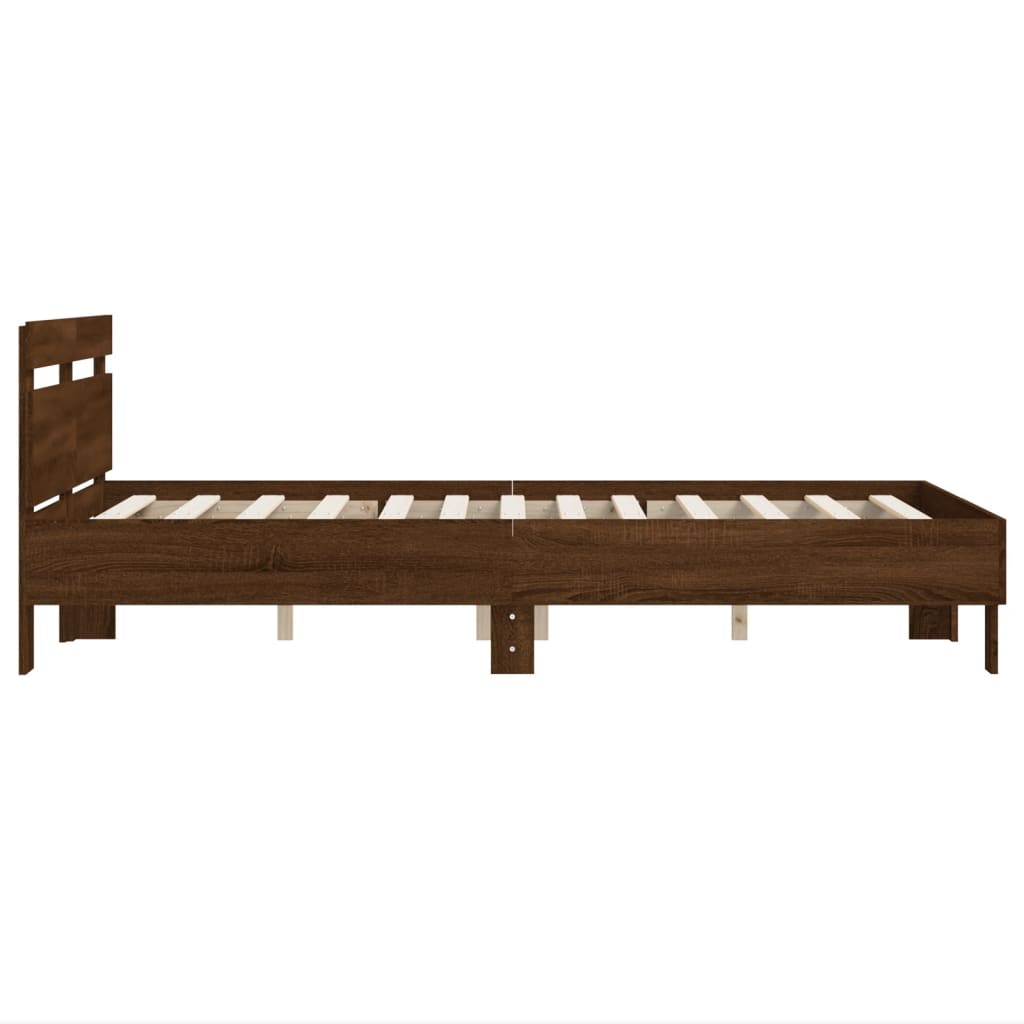 vidaXL Cama con cabecero madera de ingeniería marrón roble 120x190 cm