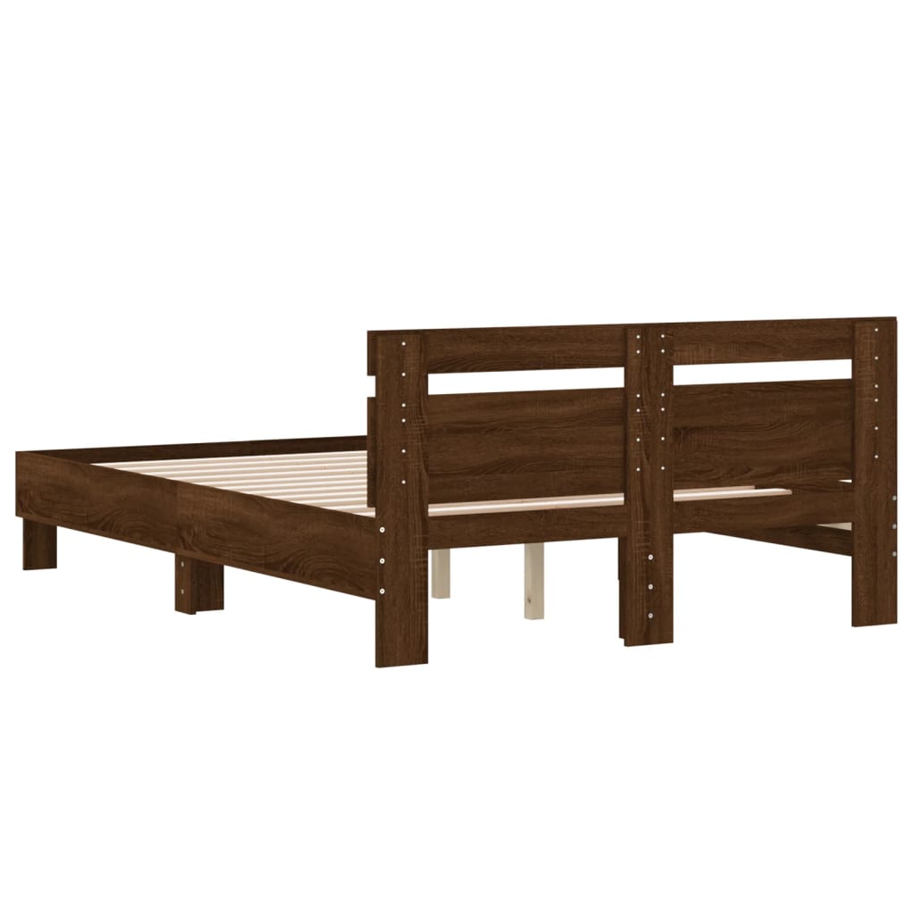 vidaXL Cama con cabecero madera de ingeniería marrón roble 120x190 cm