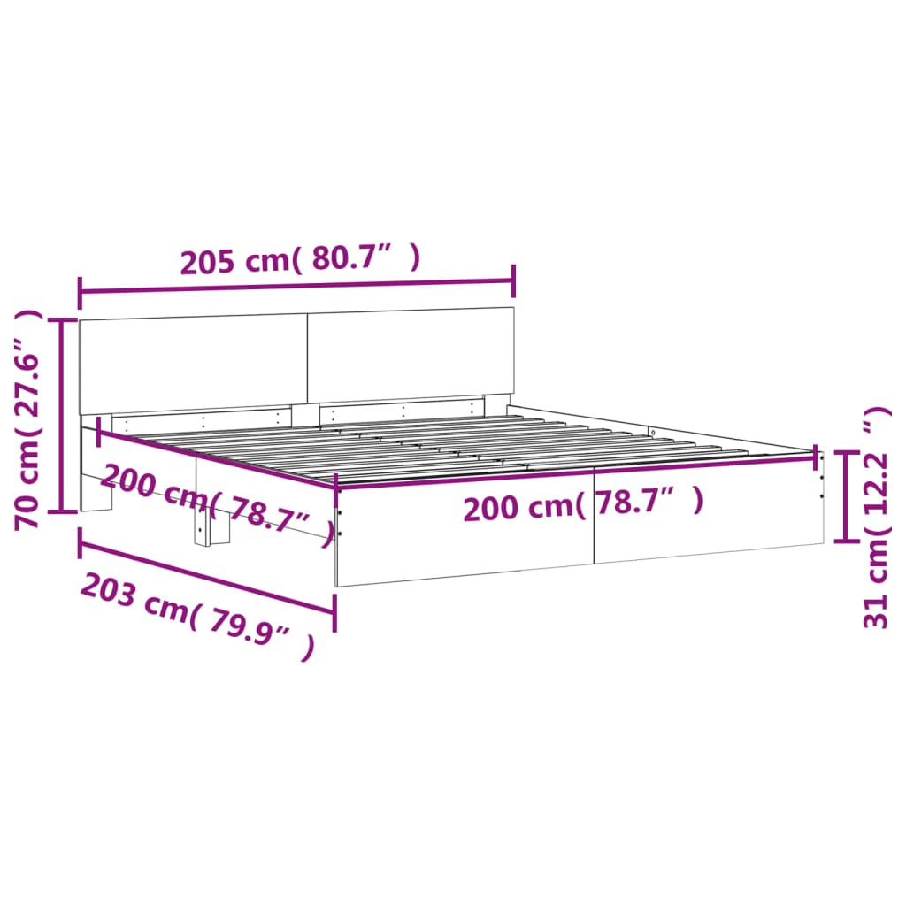 vidaXL Estructura de cama con cabecero blanca 200x200 cm