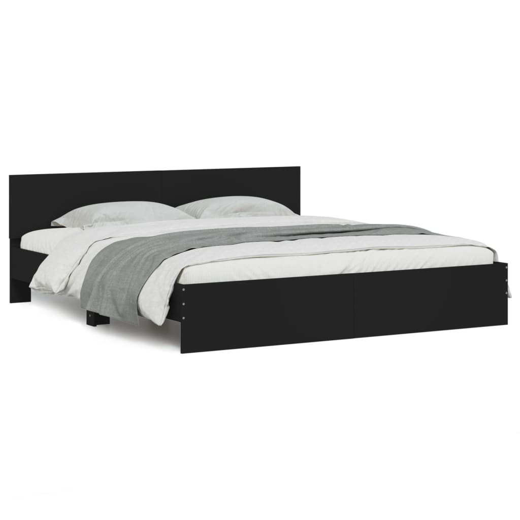 vidaXL Estructura de cama con cabecero negra 200x200 cm