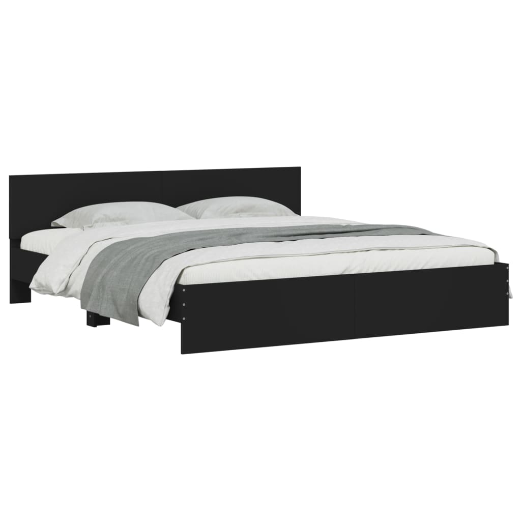 vidaXL Estructura de cama con cabecero negra 200x200 cm