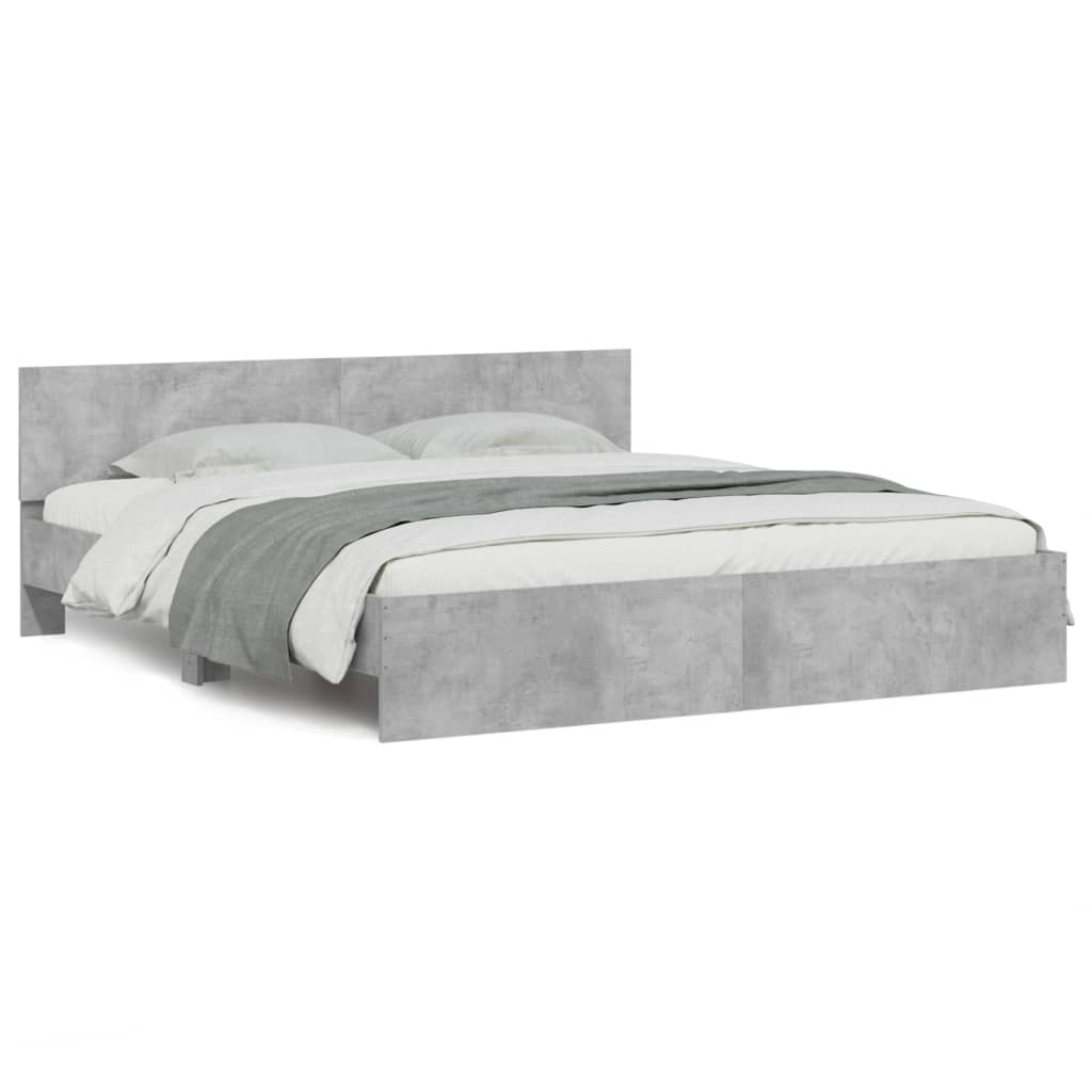 vidaXL Estructura de cama con cabecero gris hormigón 200x200cm