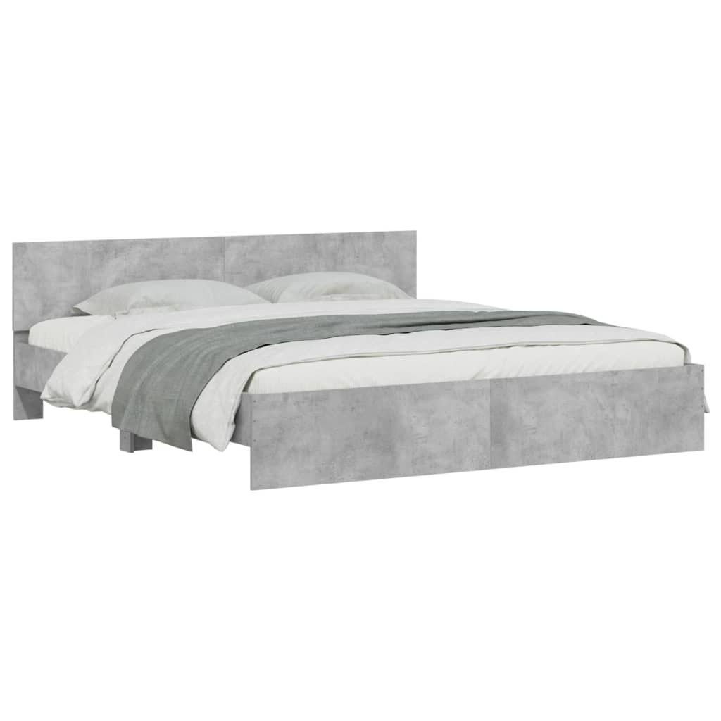 vidaXL Estructura de cama con cabecero gris hormigón 200x200cm