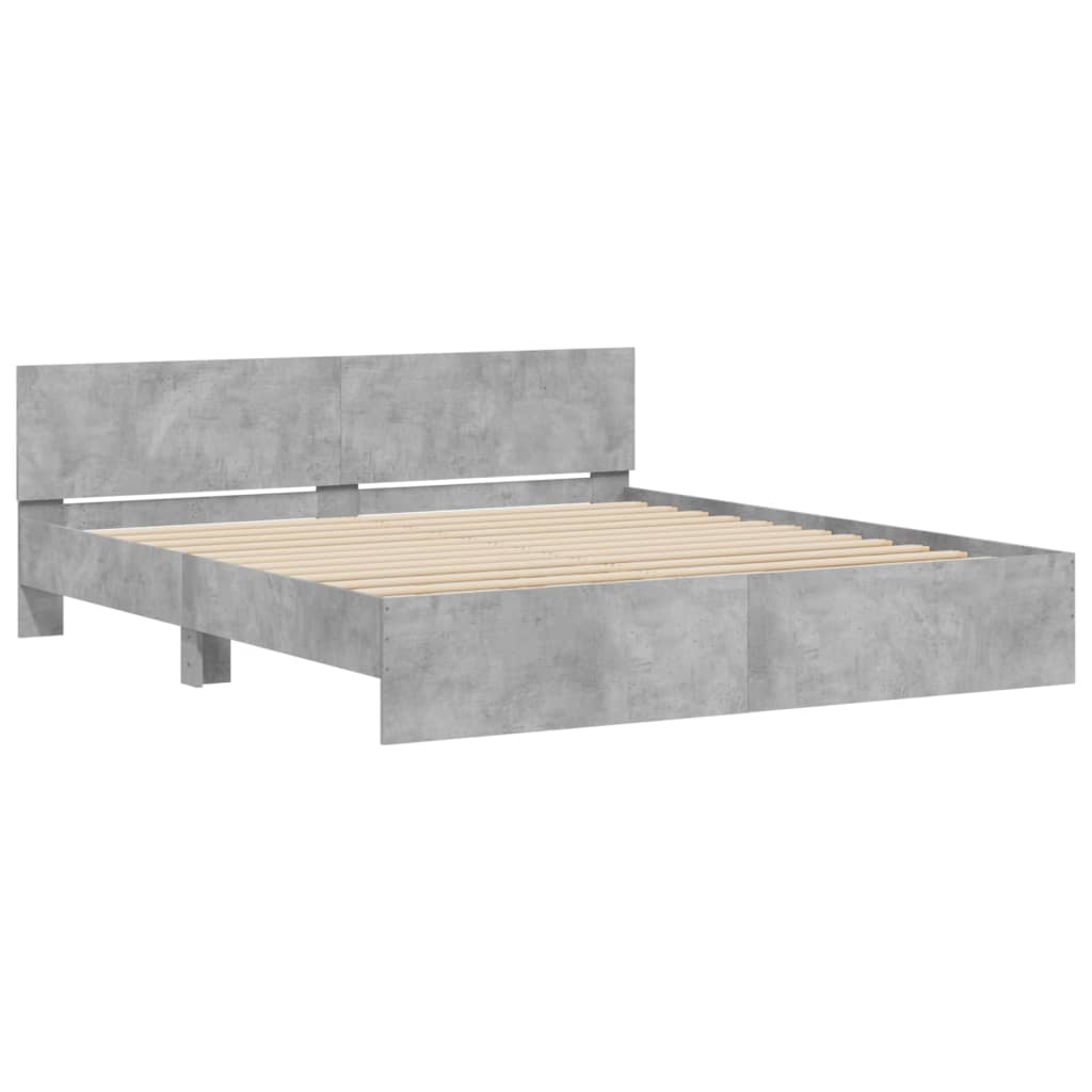 vidaXL Estructura de cama con cabecero gris hormigón 200x200cm