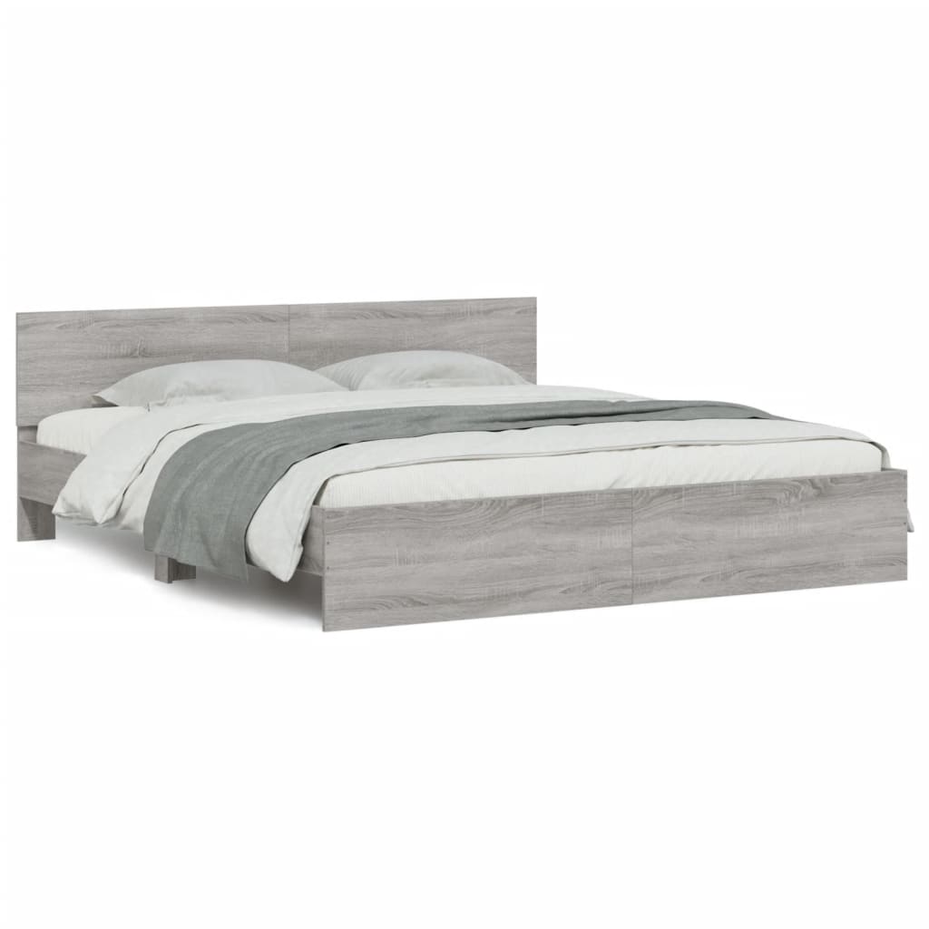 vidaXL Estructura de cama con cabecero gris Sonoma 200x200 cm