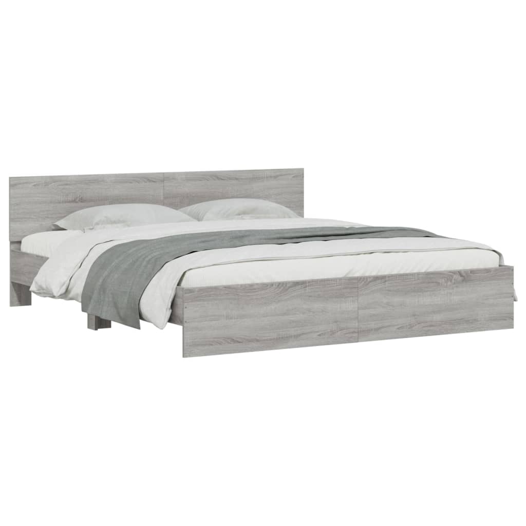 vidaXL Estructura de cama con cabecero gris Sonoma 200x200 cm