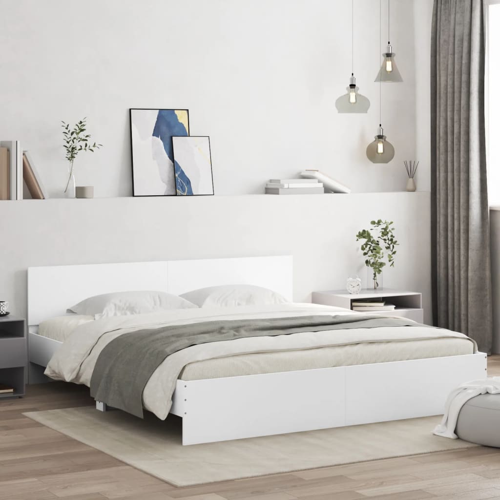 vidaXL Estructura de cama con cabecero blanca 180x200 cm