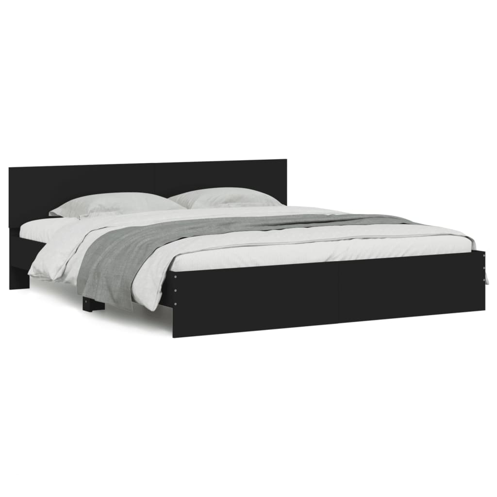 vidaXL Estructura de cama con cabecero negra 180x200 cm