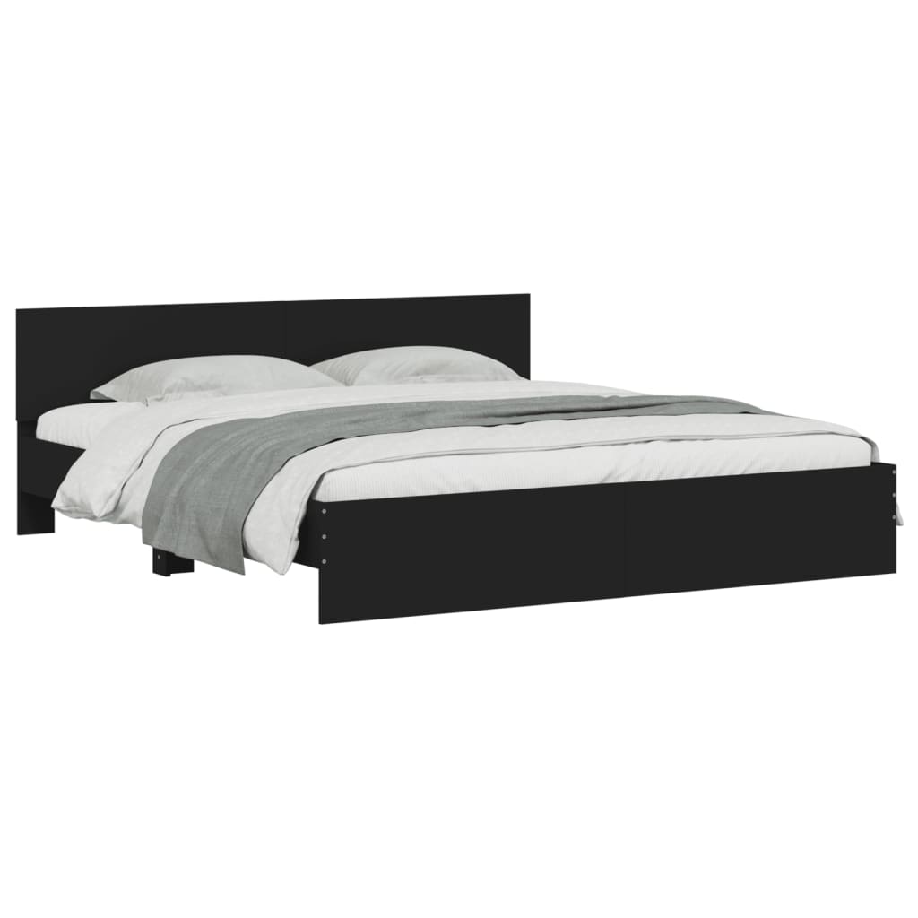 vidaXL Estructura de cama con cabecero negra 180x200 cm