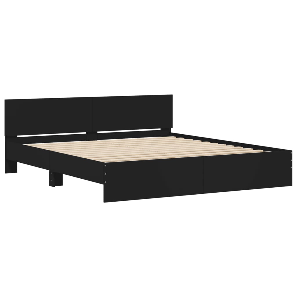 vidaXL Estructura de cama con cabecero negra 180x200 cm