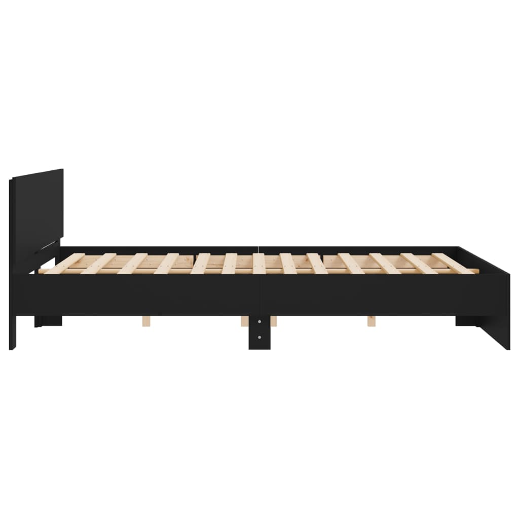 vidaXL Estructura de cama con cabecero negra 180x200 cm