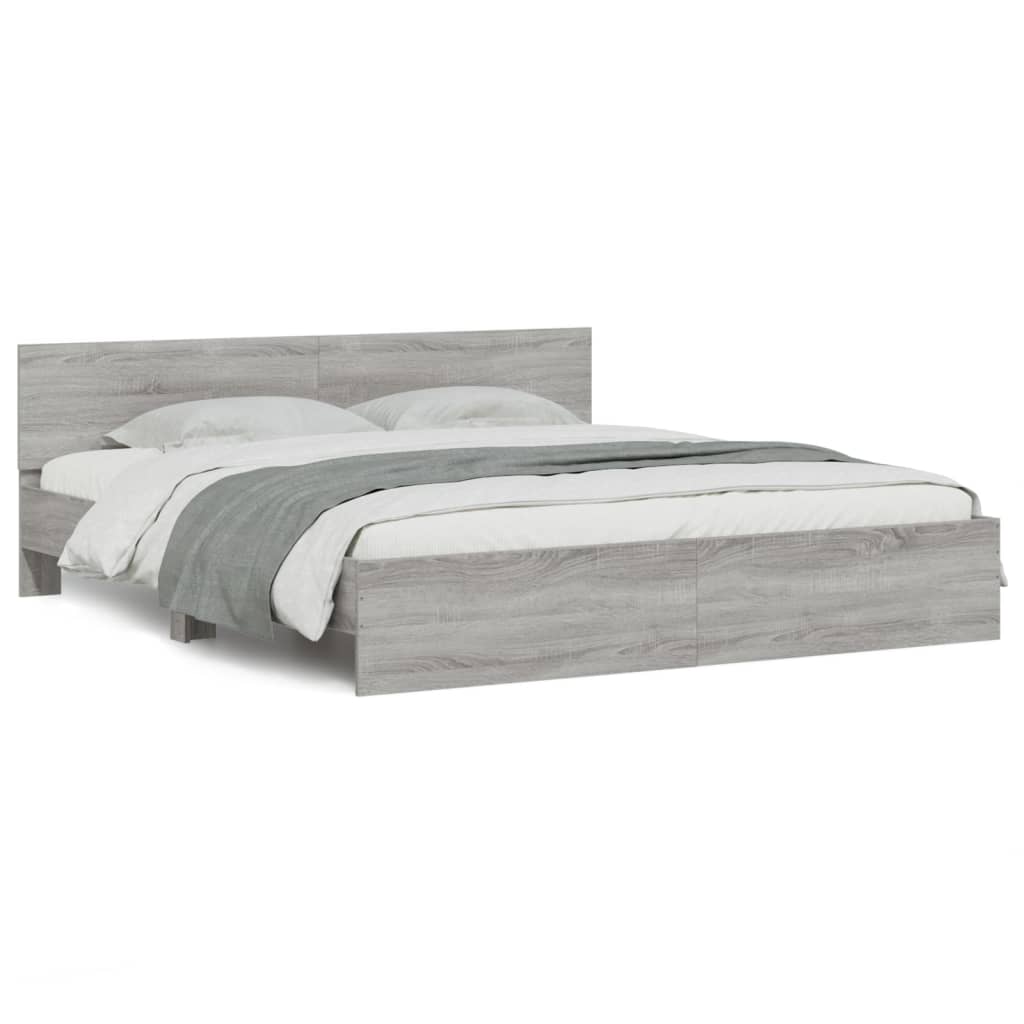 vidaXL Estructura de cama con cabecero gris Sonoma 180x200 cm