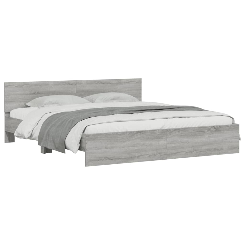 vidaXL Estructura de cama con cabecero gris Sonoma 180x200 cm