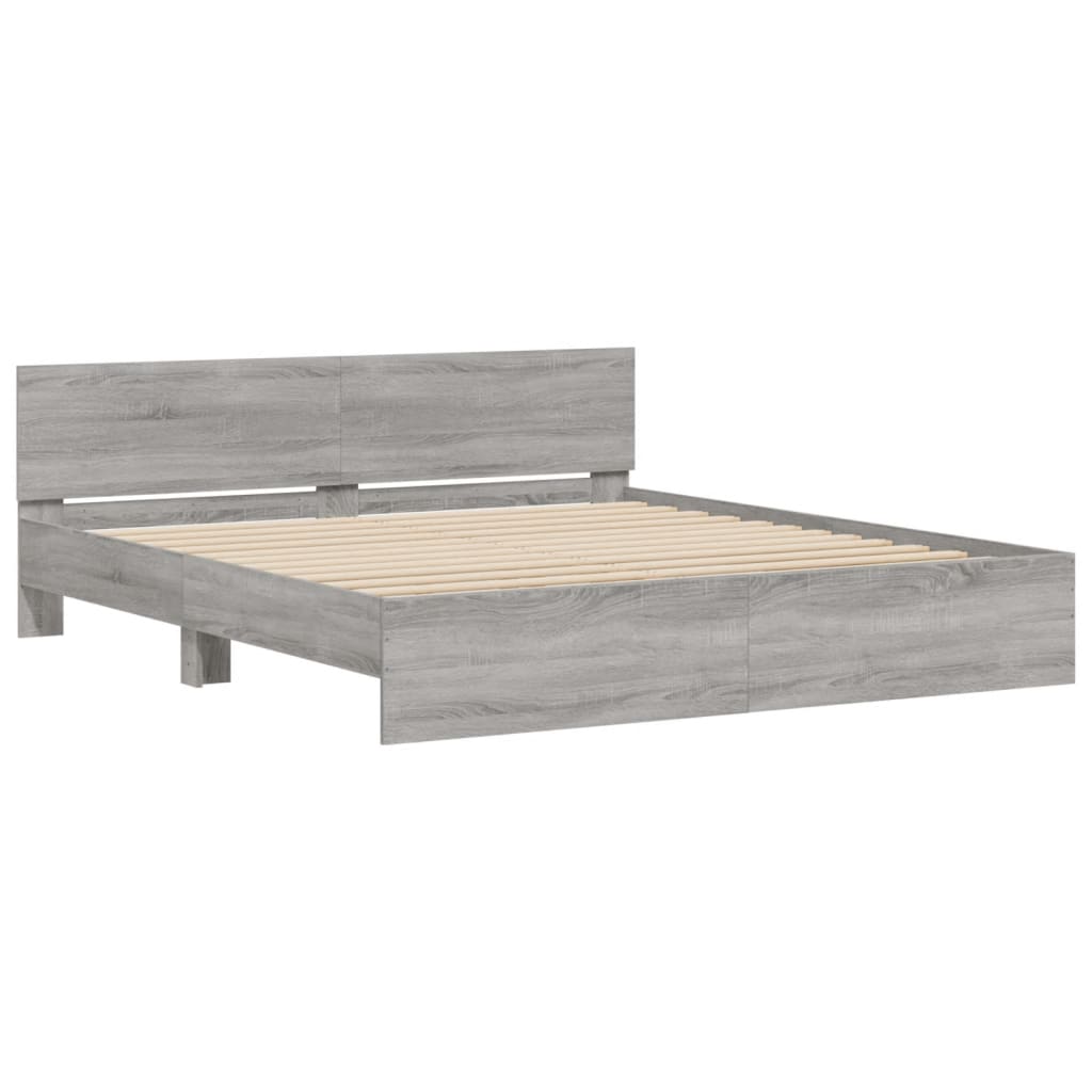 vidaXL Estructura de cama con cabecero gris Sonoma 180x200 cm