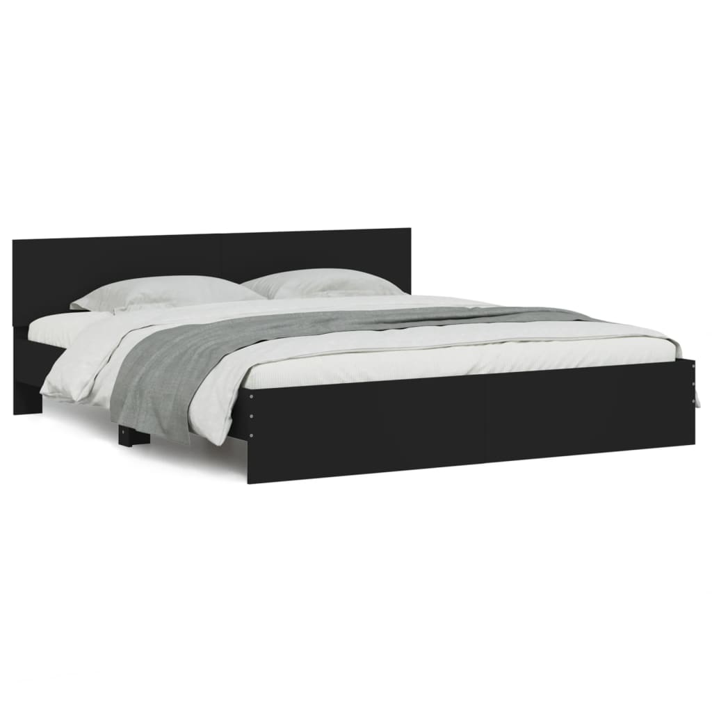 vidaXL Estructura de cama con cabecero negra 160x200 cm