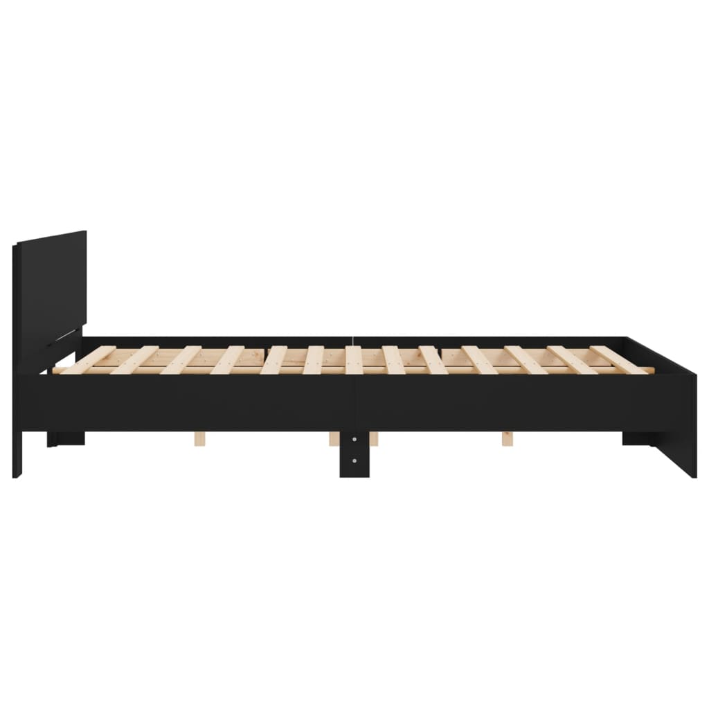 vidaXL Estructura de cama con cabecero negra 160x200 cm