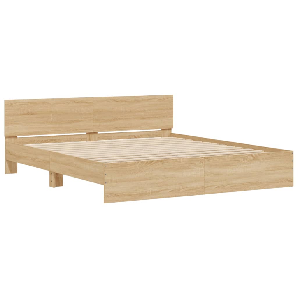 vidaXL Estructura de cama con cabecero roble Sonoma 160x200 cm