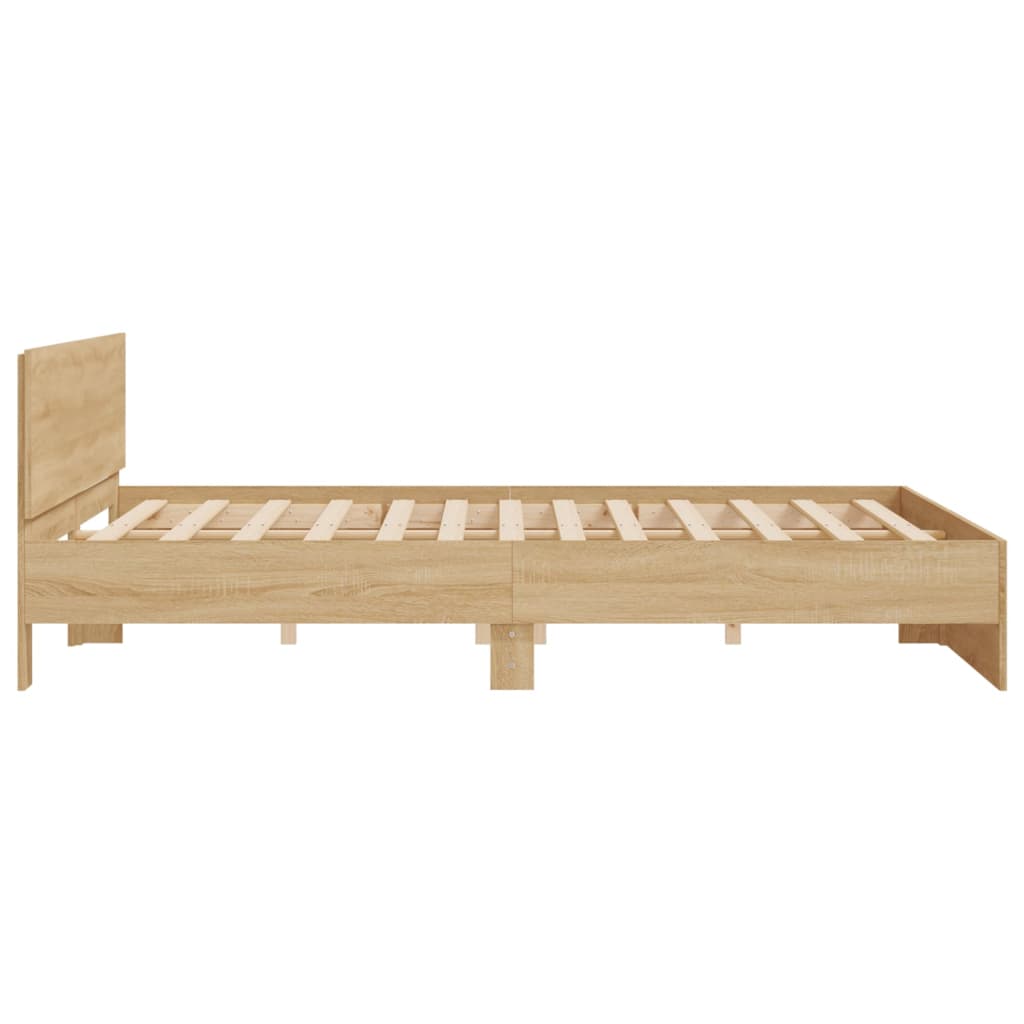 vidaXL Estructura de cama con cabecero roble Sonoma 160x200 cm