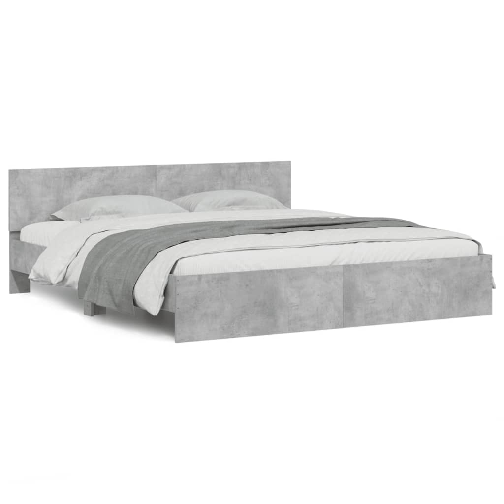 vidaXL Estructura de cama con cabecero gris hormigón 160x200 cm