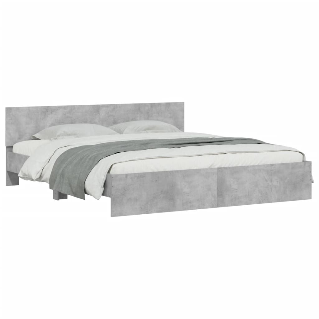 vidaXL Estructura de cama con cabecero gris hormigón 160x200 cm