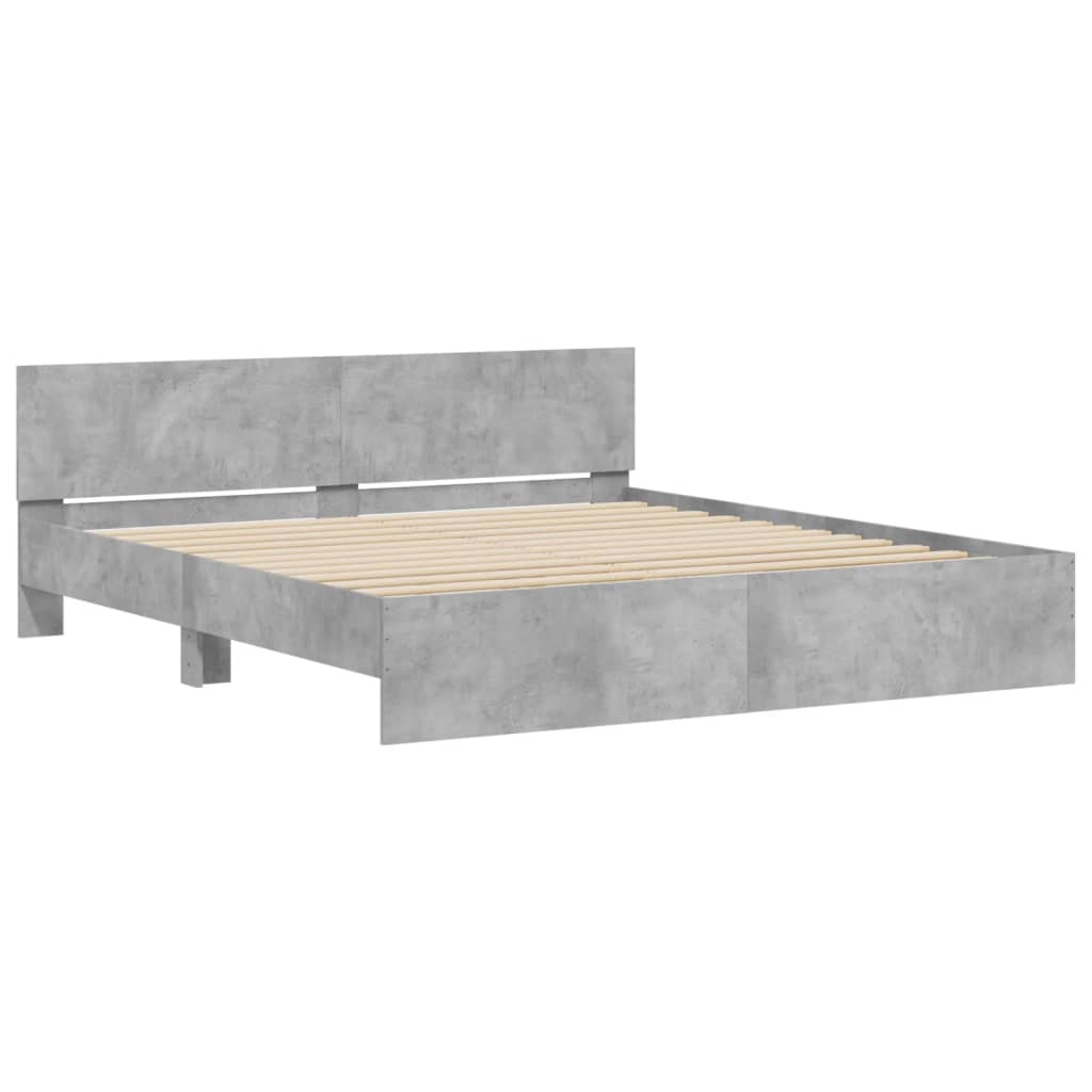 vidaXL Estructura de cama con cabecero gris hormigón 160x200 cm