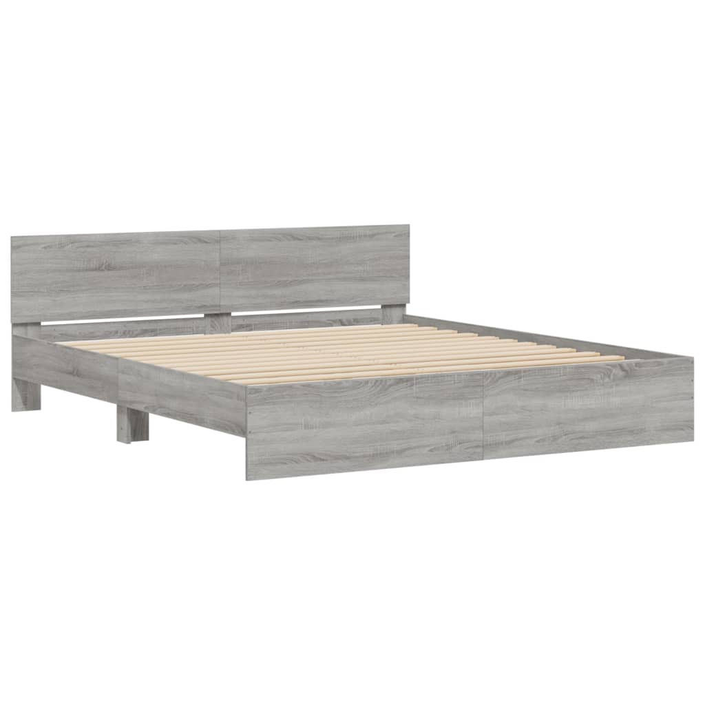 vidaXL Estructura de cama con cabecero gris Sonoma 160x200 cm