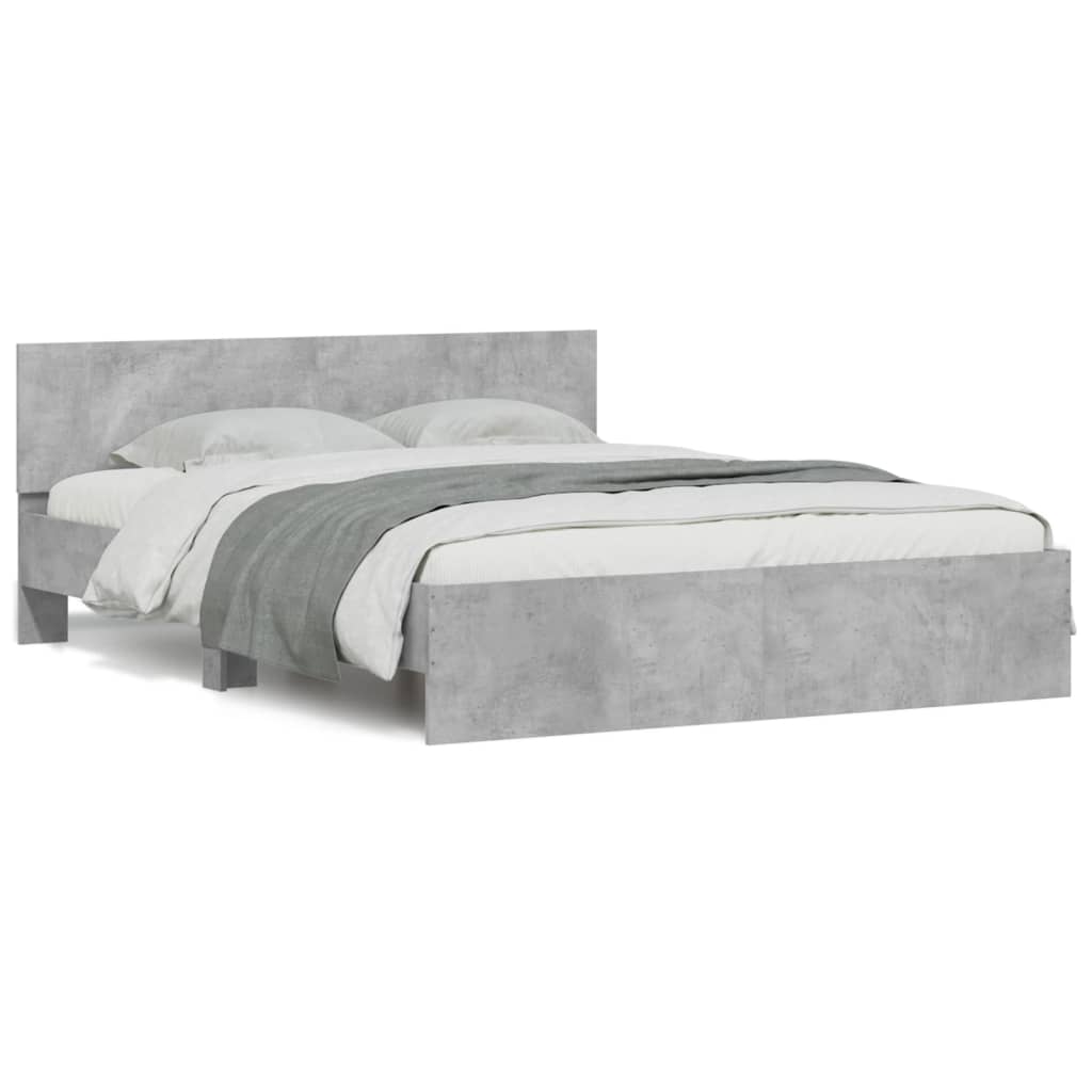 vidaXL Estructura de cama con cabecero gris hormigón 150x200 cm