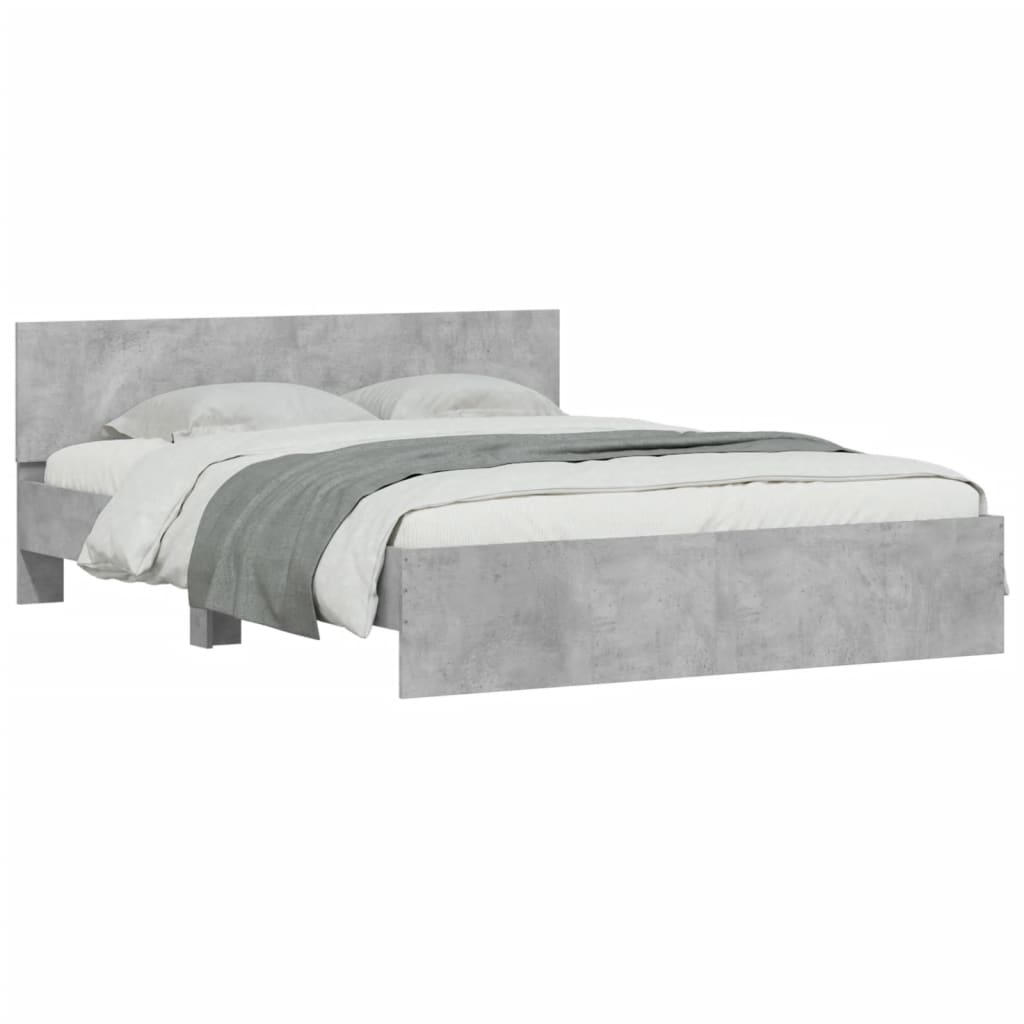 vidaXL Estructura de cama con cabecero gris hormigón 150x200 cm