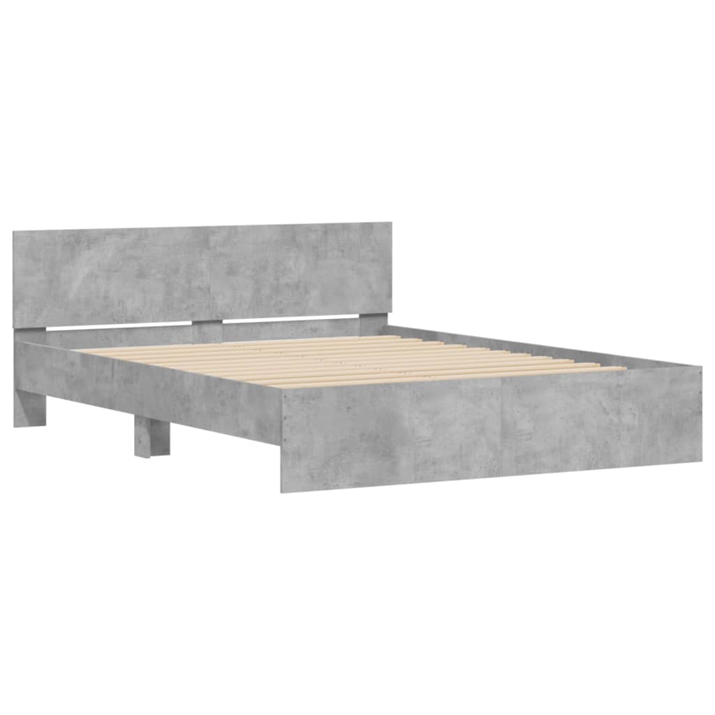 vidaXL Estructura de cama con cabecero gris hormigón 150x200 cm