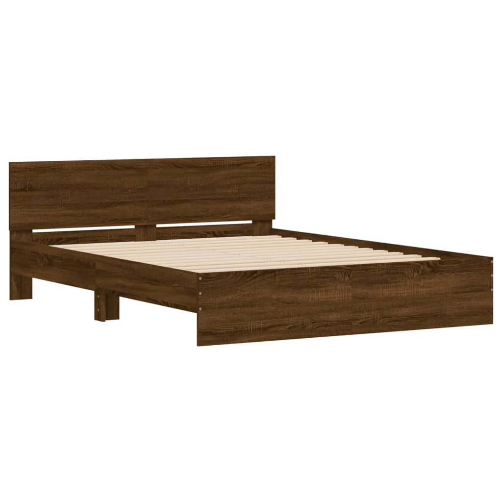 vidaXL Estructura de cama con cabecero marrón roble 150x200 cm