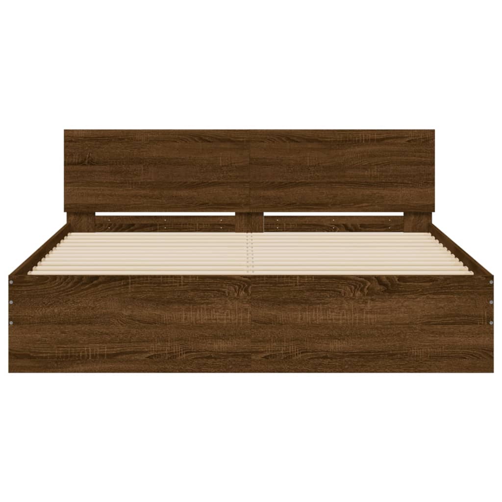 vidaXL Estructura de cama con cabecero marrón roble 150x200 cm