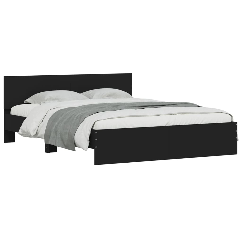 vidaXL Estructura de cama con cabecero negra 140x200 cm