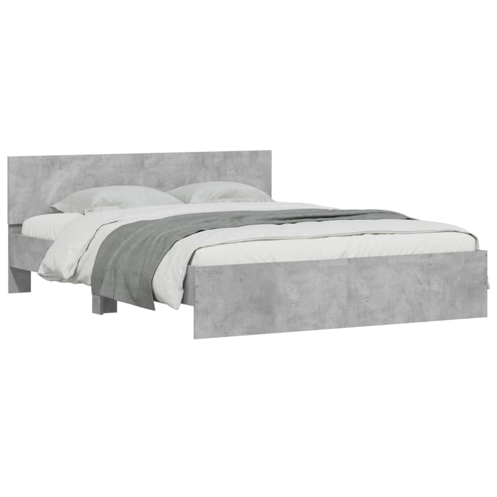 vidaXL Estructura de cama con cabecero gris hormigón 140x200 cm