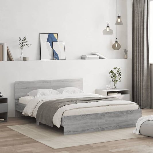 vidaXL Estructura de cama con cabecero gris Sonoma 140x200 cm