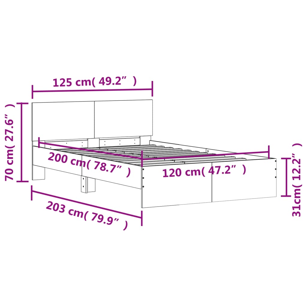 vidaXL Estructura de cama con cabecero blanca 120x200 cm