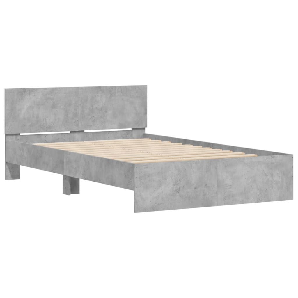 vidaXL Estructura de cama con cabecero gris hormigón 120x200cm