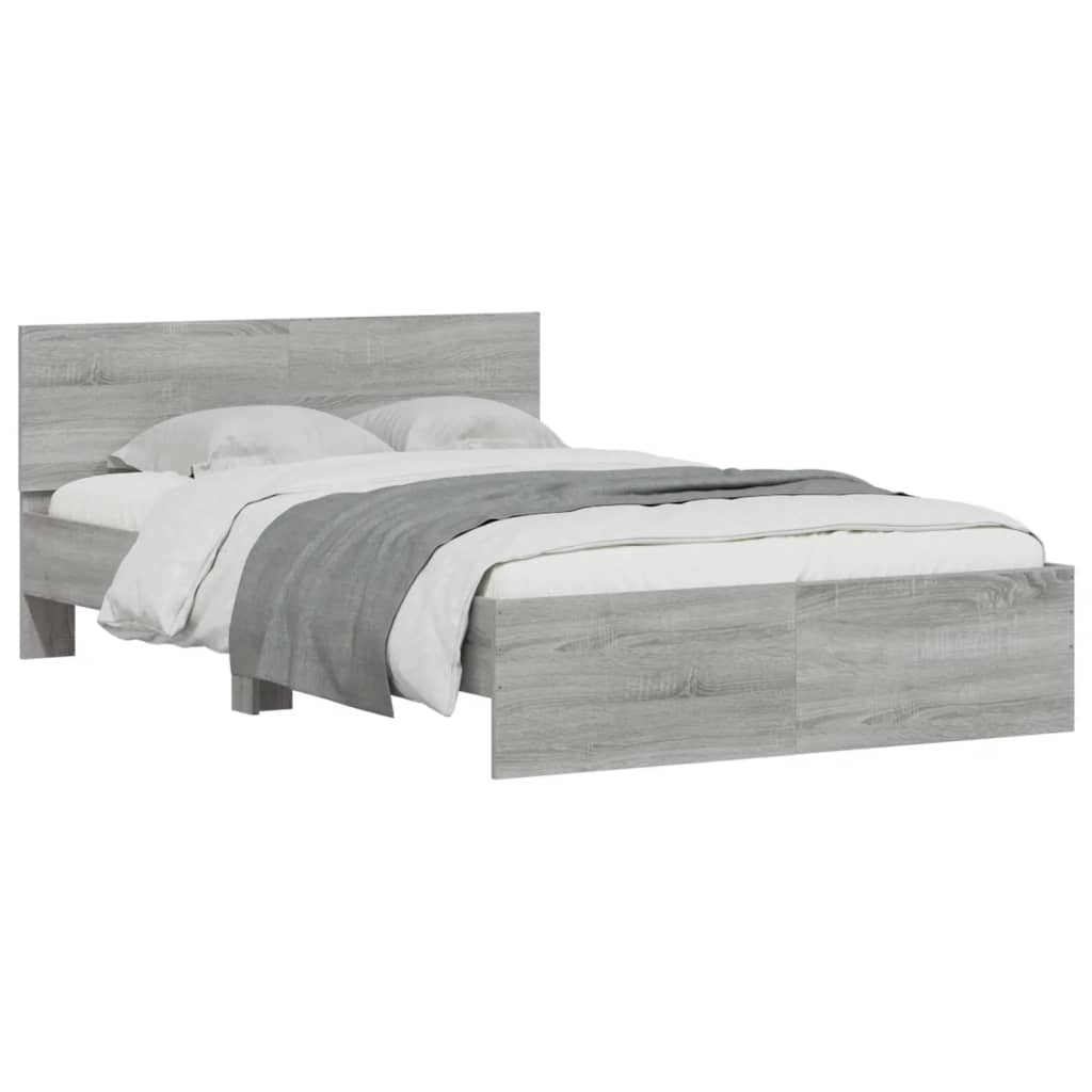 vidaXL Estructura de cama con cabecero gris Sonoma 120x200 cm