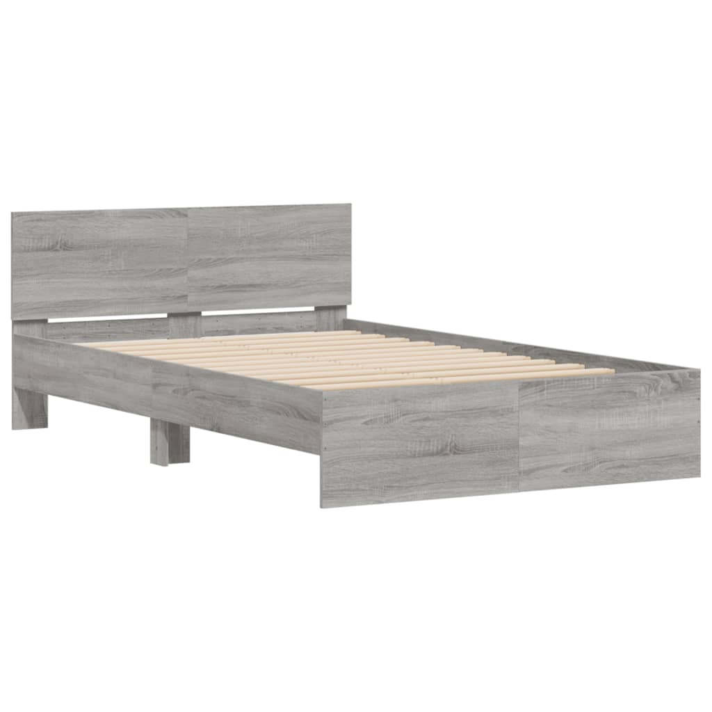 vidaXL Estructura de cama con cabecero gris Sonoma 120x200 cm