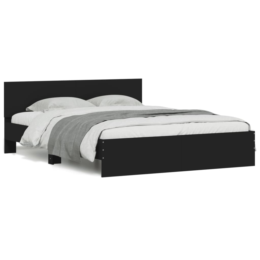 vidaXL Estructura de cama con cabecero negra 140x190 cm