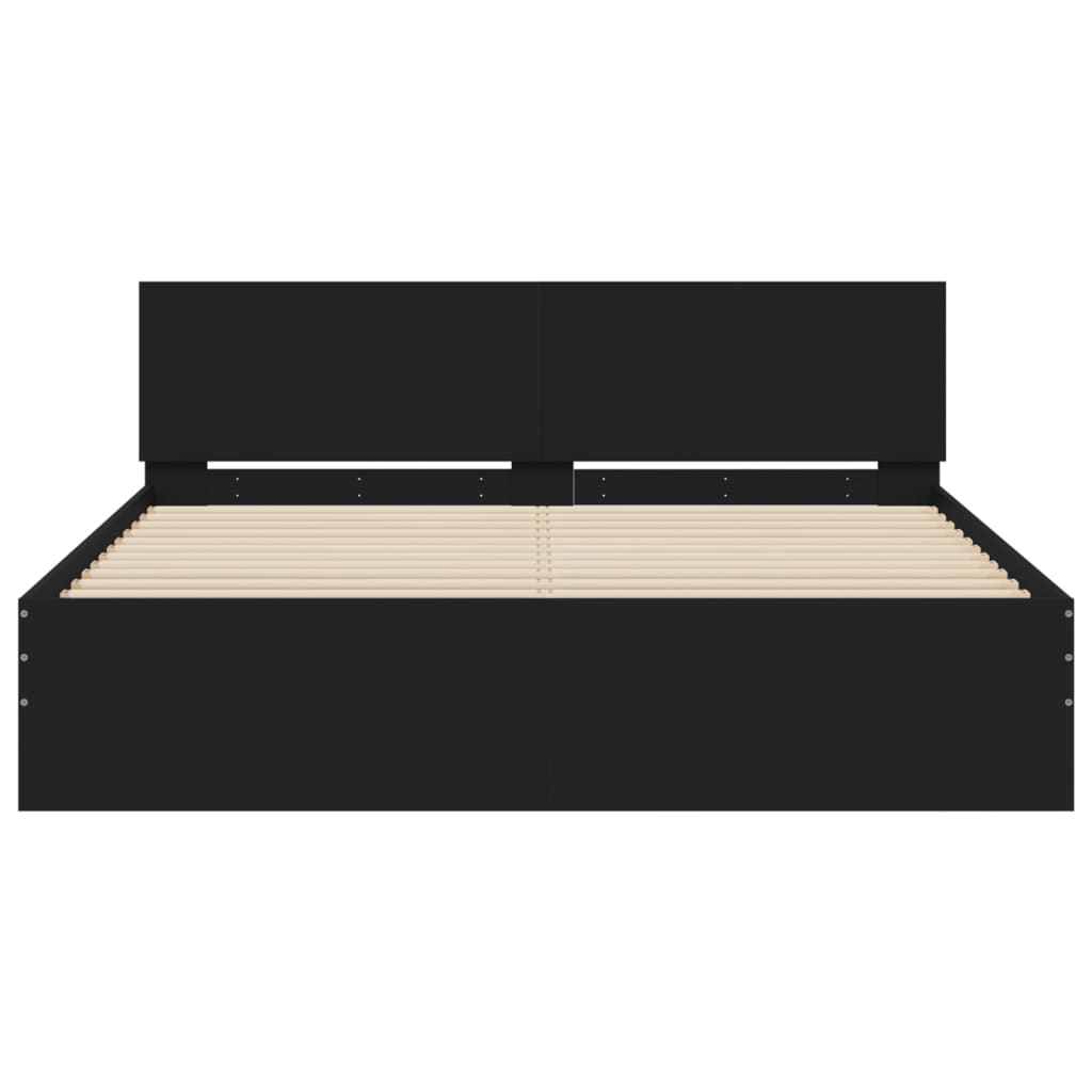 vidaXL Estructura de cama con cabecero negra 140x190 cm