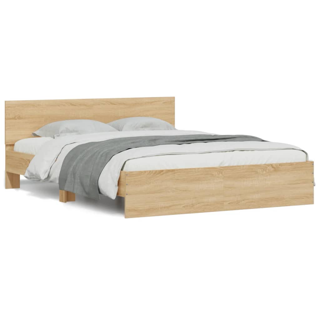 vidaXL Estructura de cama con cabecero roble Sonoma 140x190 cm