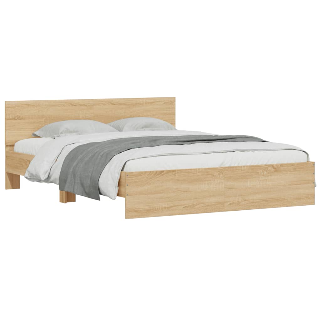 vidaXL Estructura de cama con cabecero roble Sonoma 140x190 cm