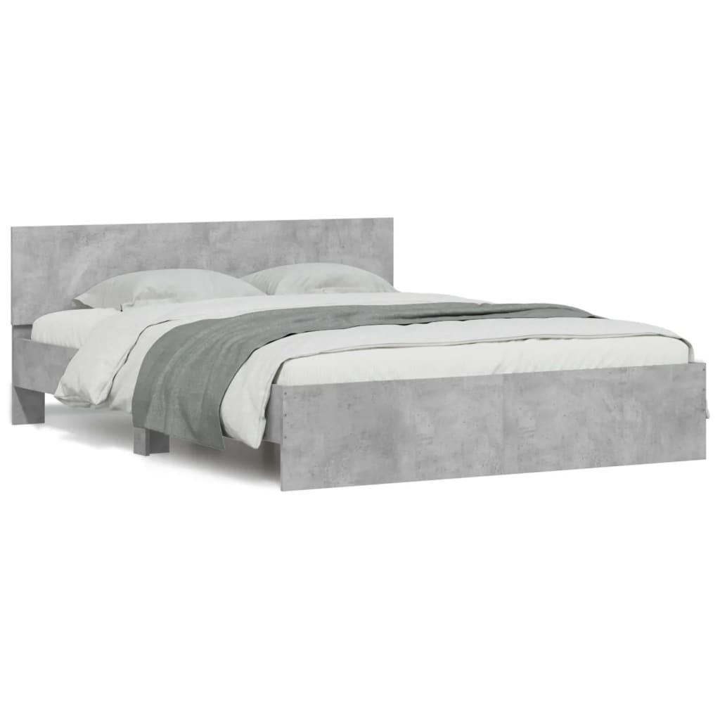 vidaXL Estructura de cama con cabecero gris hormigón 140x190cm