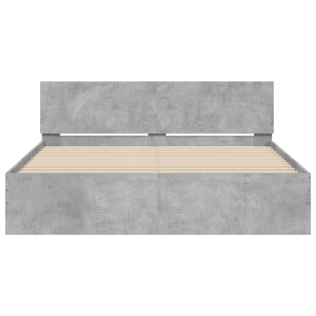 vidaXL Estructura de cama con cabecero gris hormigón 140x190cm