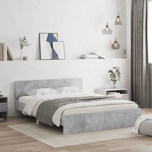 vidaXL Estructura de cama con cabecero gris hormigón 140x190cm