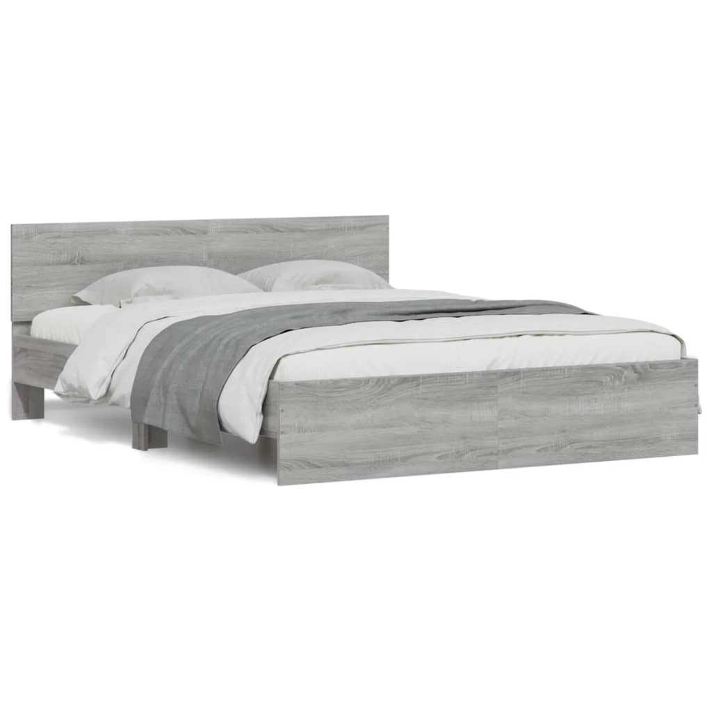 vidaXL Estructura de cama con cabecero gris Sonoma 140x190 cm