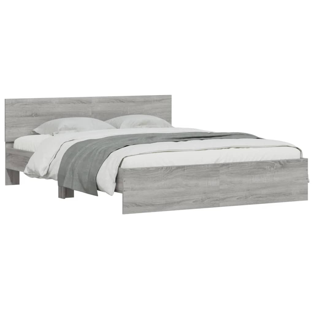 vidaXL Estructura de cama con cabecero gris Sonoma 140x190 cm