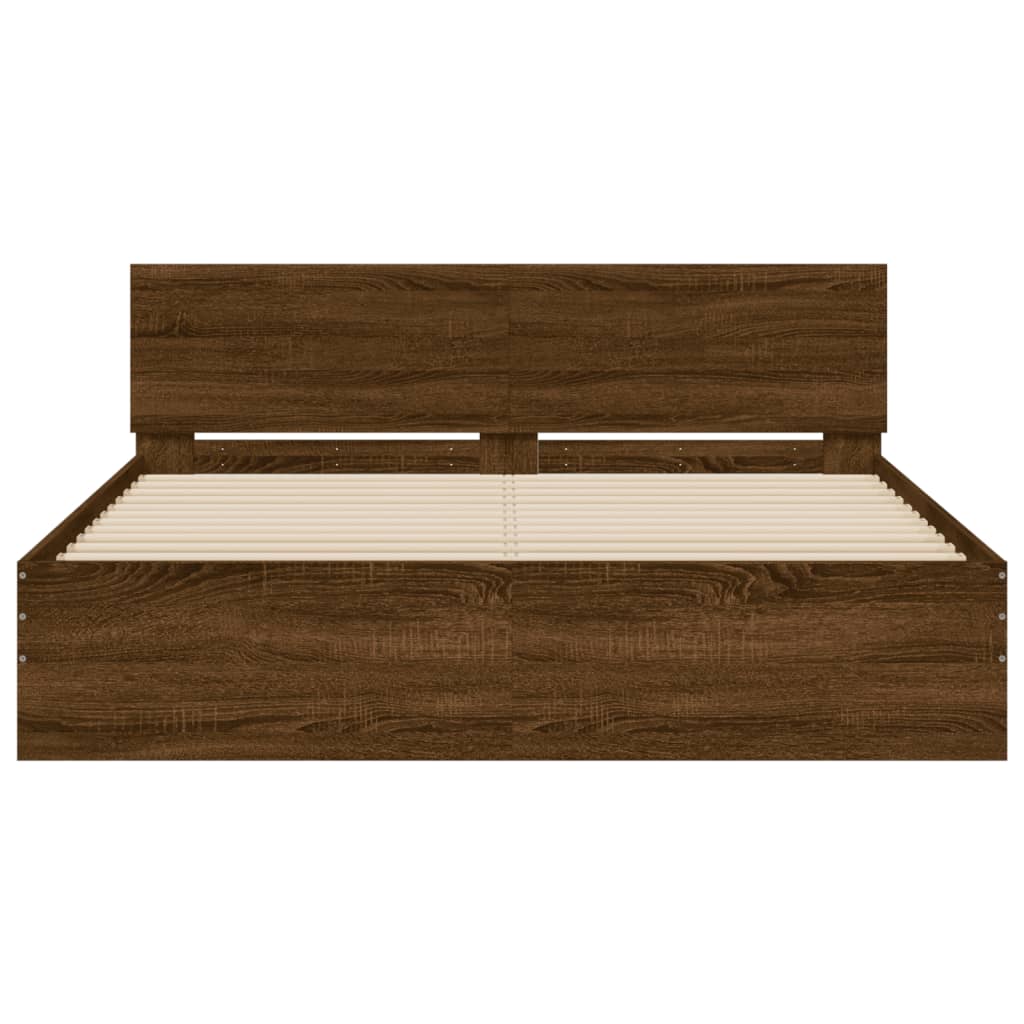 vidaXL Estructura de cama con cabecero marrón roble 140x190 cm