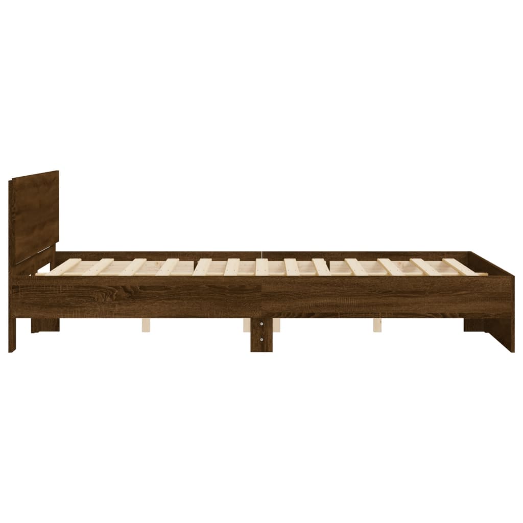 vidaXL Estructura de cama con cabecero marrón roble 140x190 cm